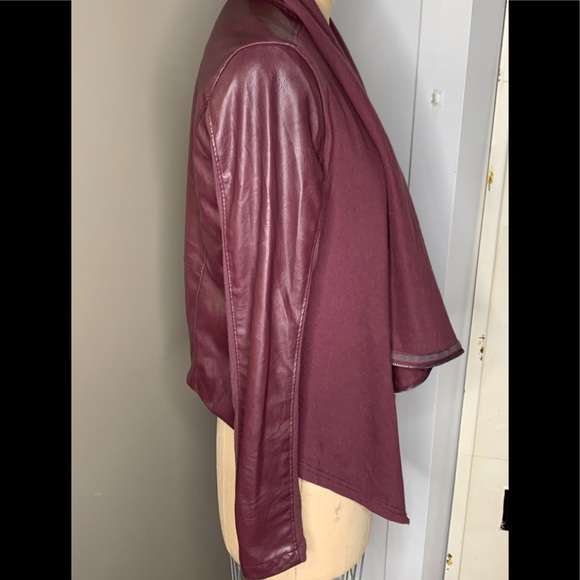 Blank NYC Oxblood Vegan Leather Drape Jacket sz M - Picture 6 of 10